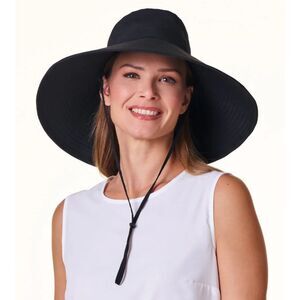 Coolibar Black Cyd Sun Hat with Wide Brim